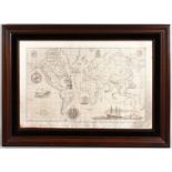 A FRAMED SILVER AND 24CT GOLD MAP OF THE WORLD.