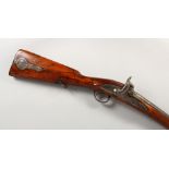 AN INDIAN PERCUSSION CAP CARBINE, barrel stamped 297/80, ex E.I.C. lock, full stock with steel