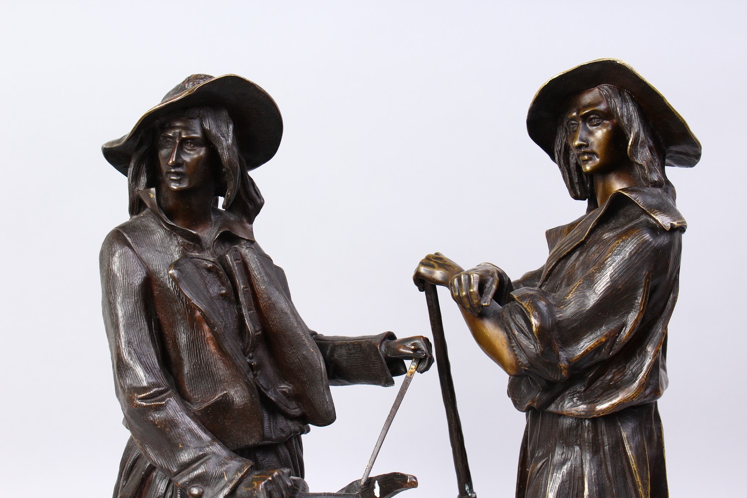 EMILE VICTOR BLAVIER (19TH CENTURY) FRENCH A RARE PAIR OF BRONZE FIELD WORKERS, one carrying a - Image 5 of 14