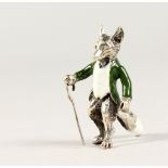 A TINY NOVELTY SILVER AND ENAMEL FOX.