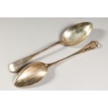 A PAIR OF SILVER TABLESPOONS.