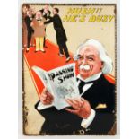 AN UNUSUAL ENAMEL POLITICAL SIGN, MID 20TH CENTURY, featuring Lloyd George reading a magazine "The