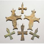 SIX BRONZE ROMAN CROSSES.