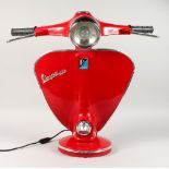 A LARGE RED VESPA LAMP. 2ft high.