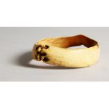 A MARINE IVORY BANGLE, possibly Polynesian. 4.25ins wide.