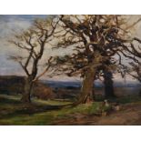 Francis Abel William Armstrong (1849-1920) British. Trees in a Landscape, with Figures in the