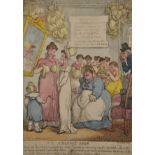 After Thomas Rowlandson (1756-1827) British. "A Bonnet Shop", Hand Coloured Etching, Unframed,