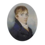 19th Century English School. A Bust Portrait of Mark Lambert (Engraver, 1781-1855), Miniature, Oval,