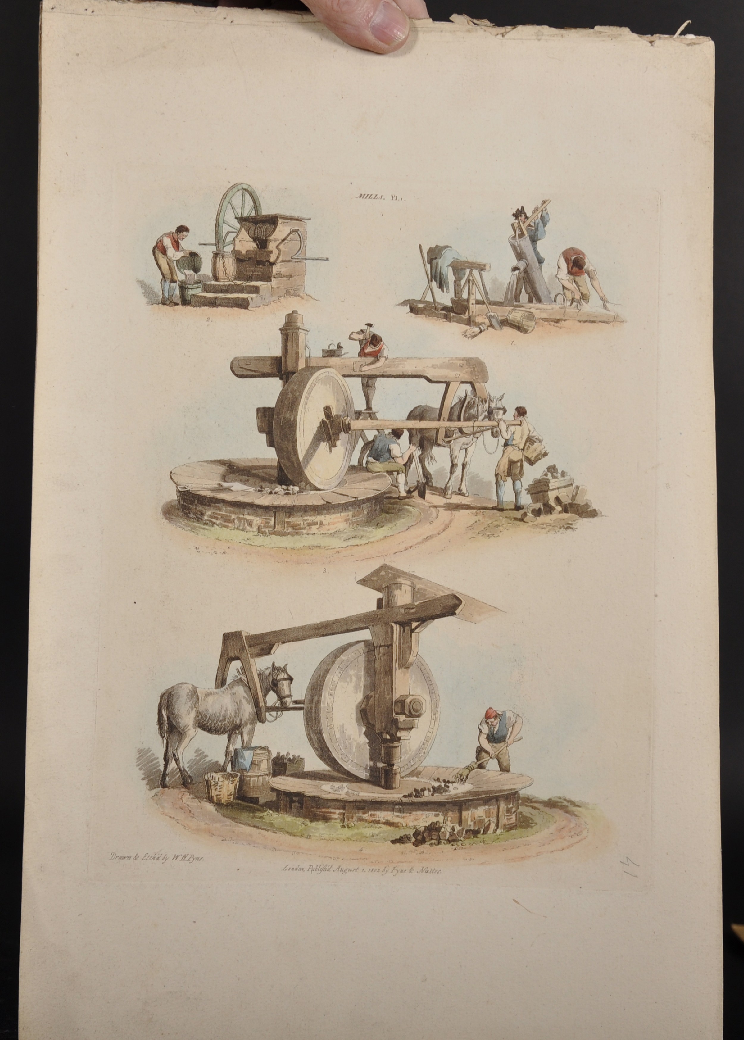 After William Henry Pyne (1769-1843) British. "Mills" Plate 1, Engraving, Unframed, 11.5" x 9", - Image 2 of 6