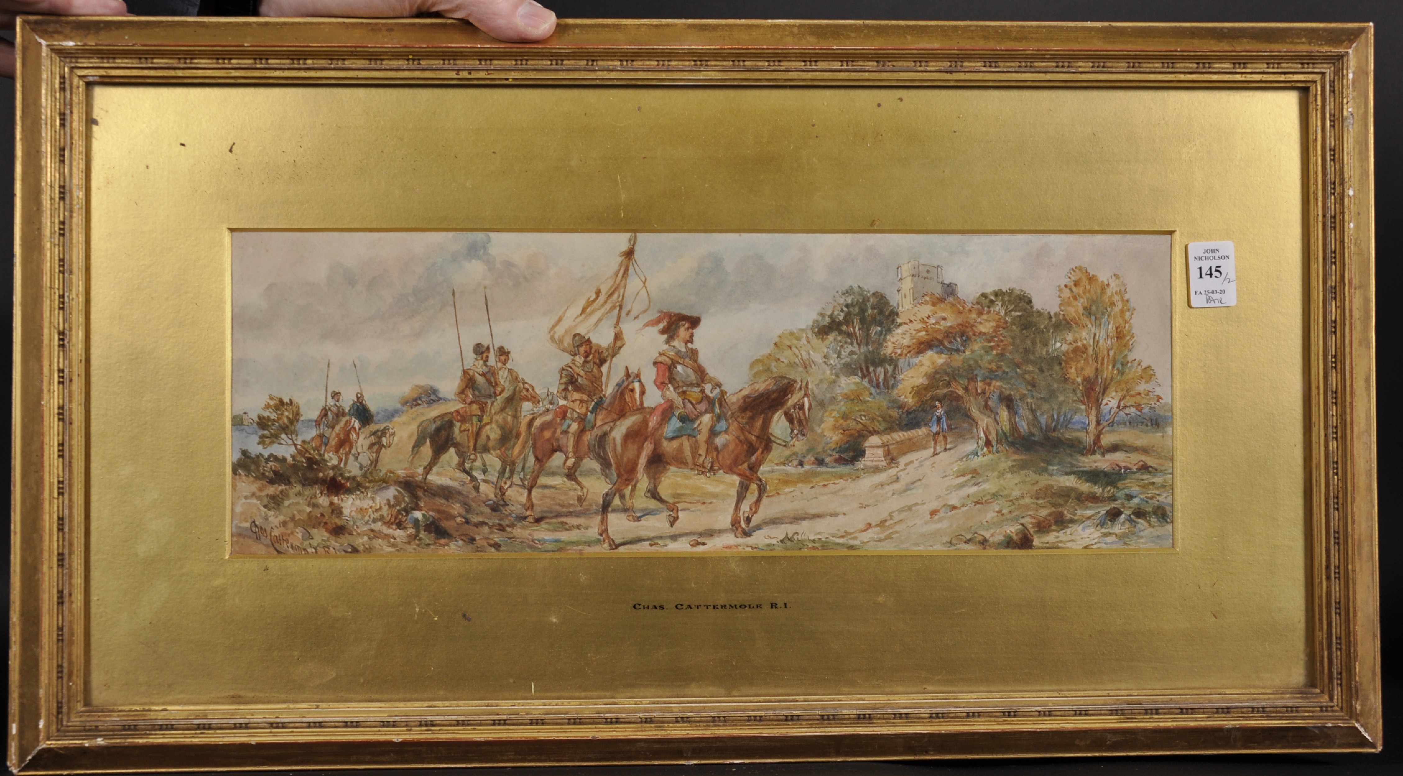 Charles Cattermole (1832-1900) British. The Cavalry Riding into Town, Watercolour, Signed and - Image 3 of 7