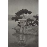 Kawase Bunjiro Hasui (1883-1957) Japanese. "Moon over Kiyosumi", Woodcut, with Stamp, Unframed, 14.