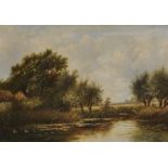 Joseph Thors (act.1863-1900) British. View near Leamington, Warwickshire , a River Landscape, with