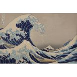 After Hokusai (1760-1849) Japanese. "Under the Wave of Kanagawa", with Boats in the Swell,