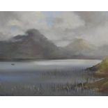 Anne Tallentire (1949- ) British. "Misty Morning, Lough Fadda", Oil on Canvas, Signed, and Inscribed