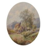 19th Century English School. A River Landscape, with a Figure by a Stream, Watercolour, Indistinctly
