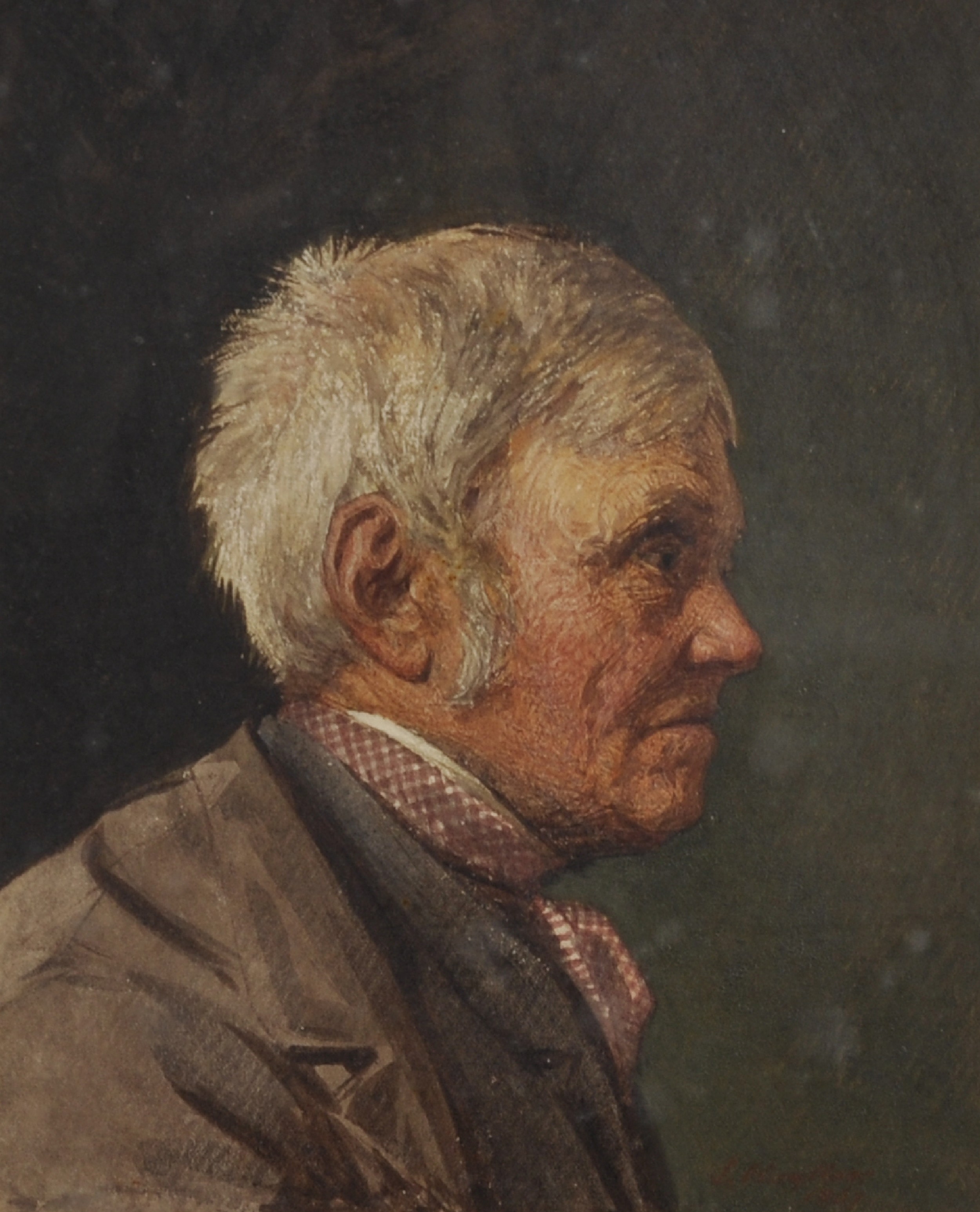 James Hayllar (1829-1920) British. Bust Portrait of an Old Man, Watercolour, Signed and Dated