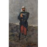 Francisco Legua (?- 1926) Spanish. Study of a Standing Officer, Oil on Panel, Signed, 11 x 7 .