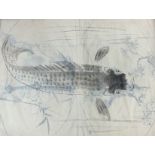 20th Century Japanese School. Study of a Carp, Watercolour, Bound in an Album, 11" x 14.5", and