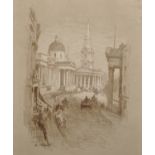 Arthur Cadogan Blunt (c1861-1934) British. "National Gallery & St Martins", Lithograph, Signed in