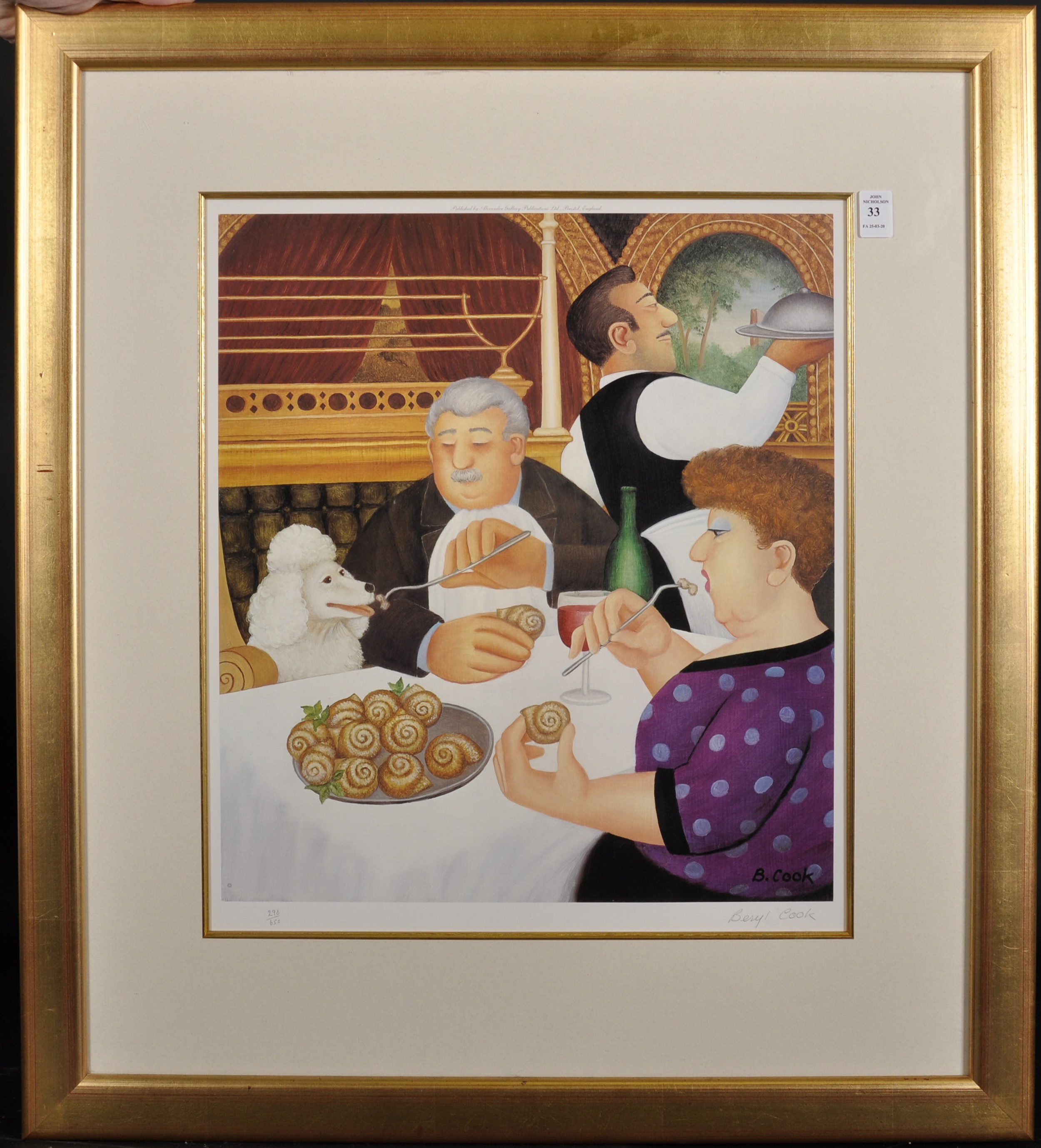 Beryl Cook (1926-2008) British. "Dining in Paris", Lithograph, Signed and Numbered 298/650 in - Image 2 of 5