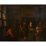 18th Century English School. Interior with Figures, Oil on Canvas, 19" x 23", and a companion piece,