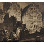 Frank Brangwyn (1867-1956) British. "Temporary Wooden Bridge at Ghent", Etching, Signed in Pencil,