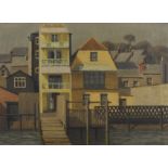 Alan Stenhouse Gourley (1909-1991) British. Houses by a Jetty in Hastings, Oil on Canvas, Signed, 18