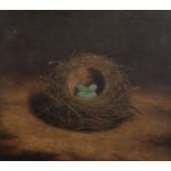 Abel Hold (1815-1891) British. A Still Life of Eggs in a Nest, Oil on Panel, Signed, Unframed, 11" x