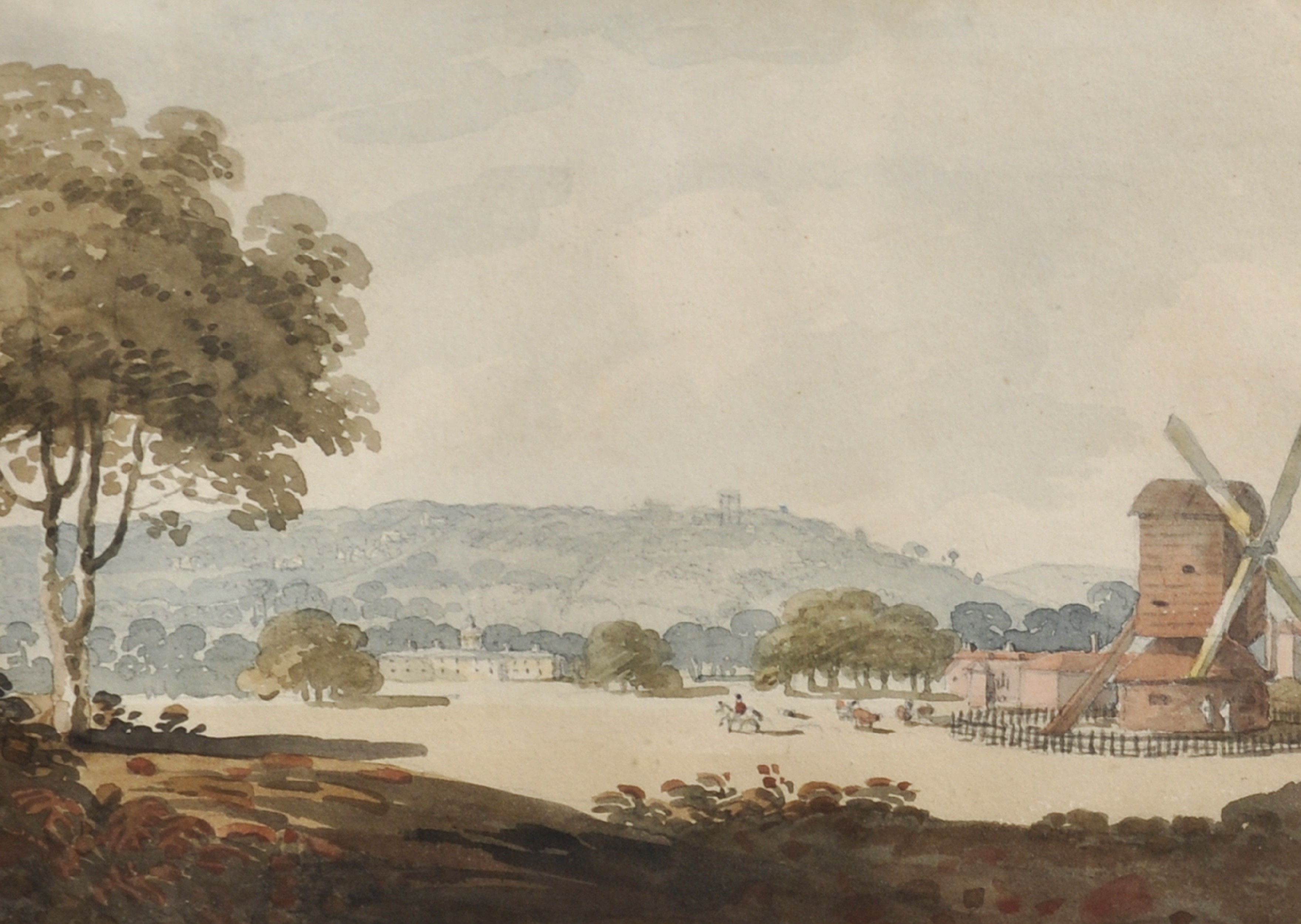 George Heriot (c.1759-1839) British. "On Blackheath, Kent", Watercolour, Inscribed on a label on the