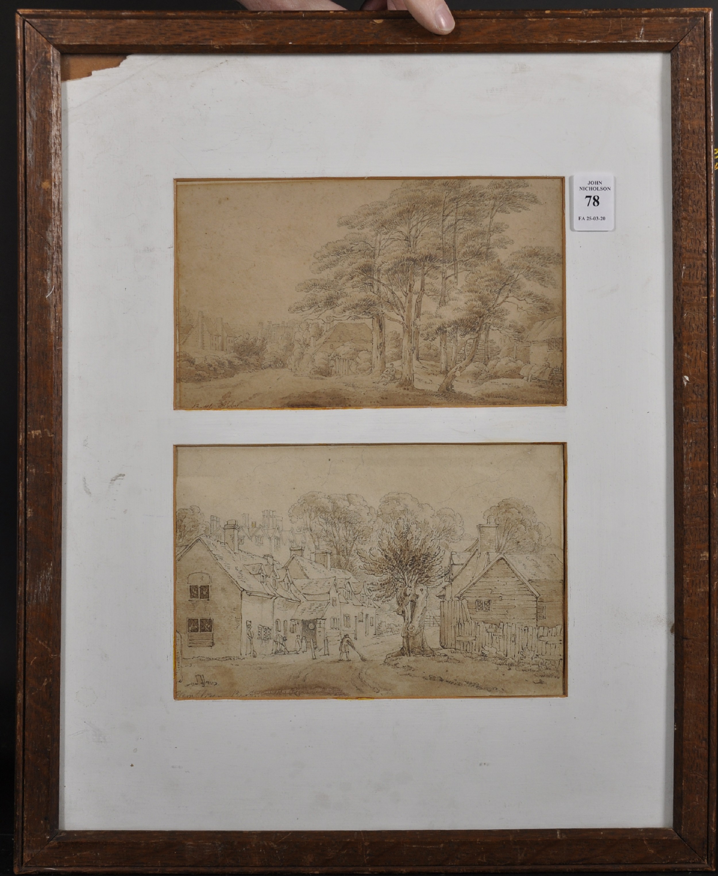 18th Century English School. "Battle Abbey", with a Figure in the foreground, Pencil and Wash, - Image 6 of 7