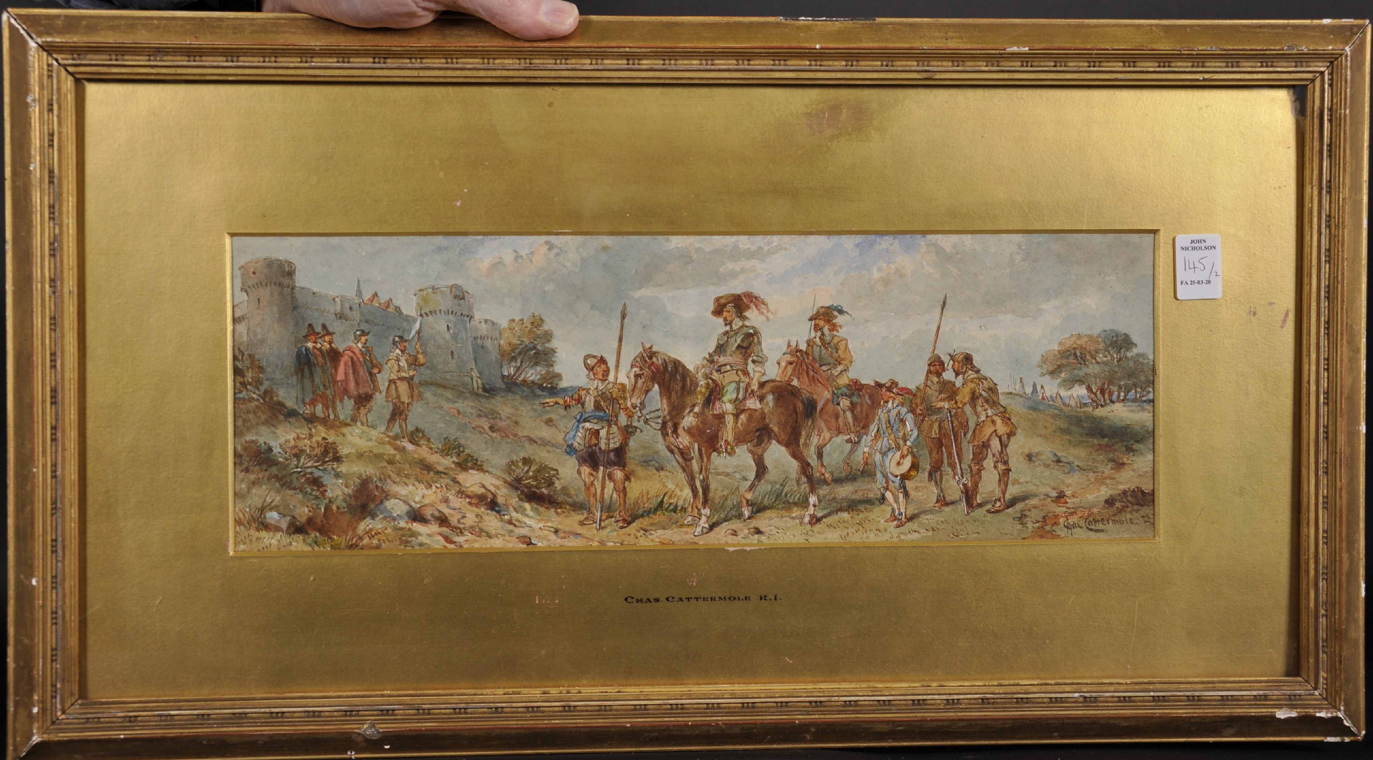 Charles Cattermole (1832-1900) British. The Cavalry Riding into Town, Watercolour, Signed and - Image 4 of 7