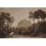 After Joseph Mallord William Turner (1775-1851) British. "The Castle above the Meadows", Print, 7" x
