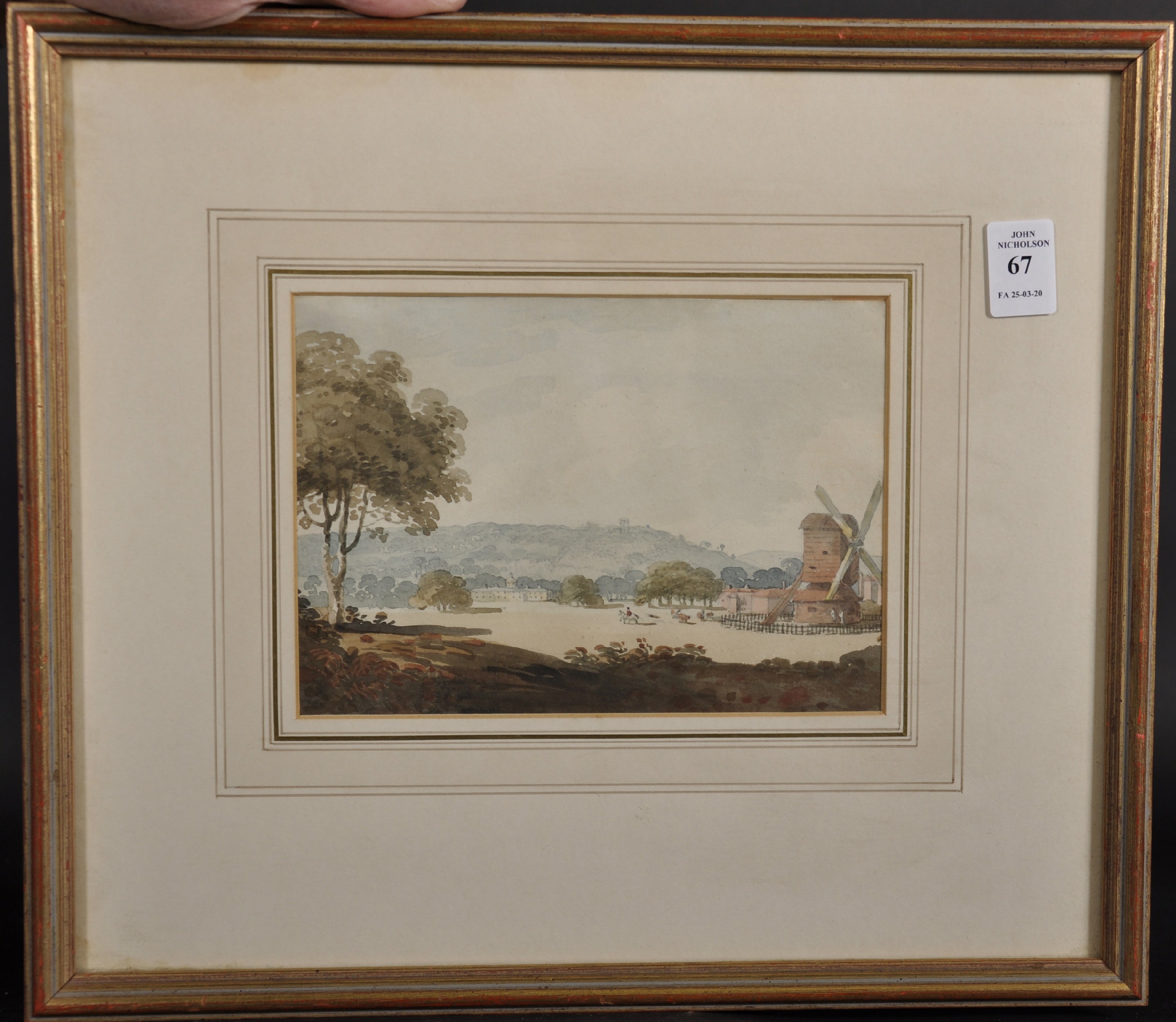 George Heriot (c.1759-1839) British. "On Blackheath, Kent", Watercolour, Inscribed on a label on the - Image 2 of 4