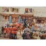 20th Century English School. "The Queen and King's Visit", Watercolour, Signed with Initials 'M.