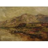 Sidney Richard Percy (1821-1886) British. A Highland Landscape, with a Loch, Oil on Canvas,