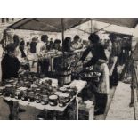 Wilfred R...E... Fairclough (1907-1996) British. A Market Scene, with Figures, Etching, Signed and