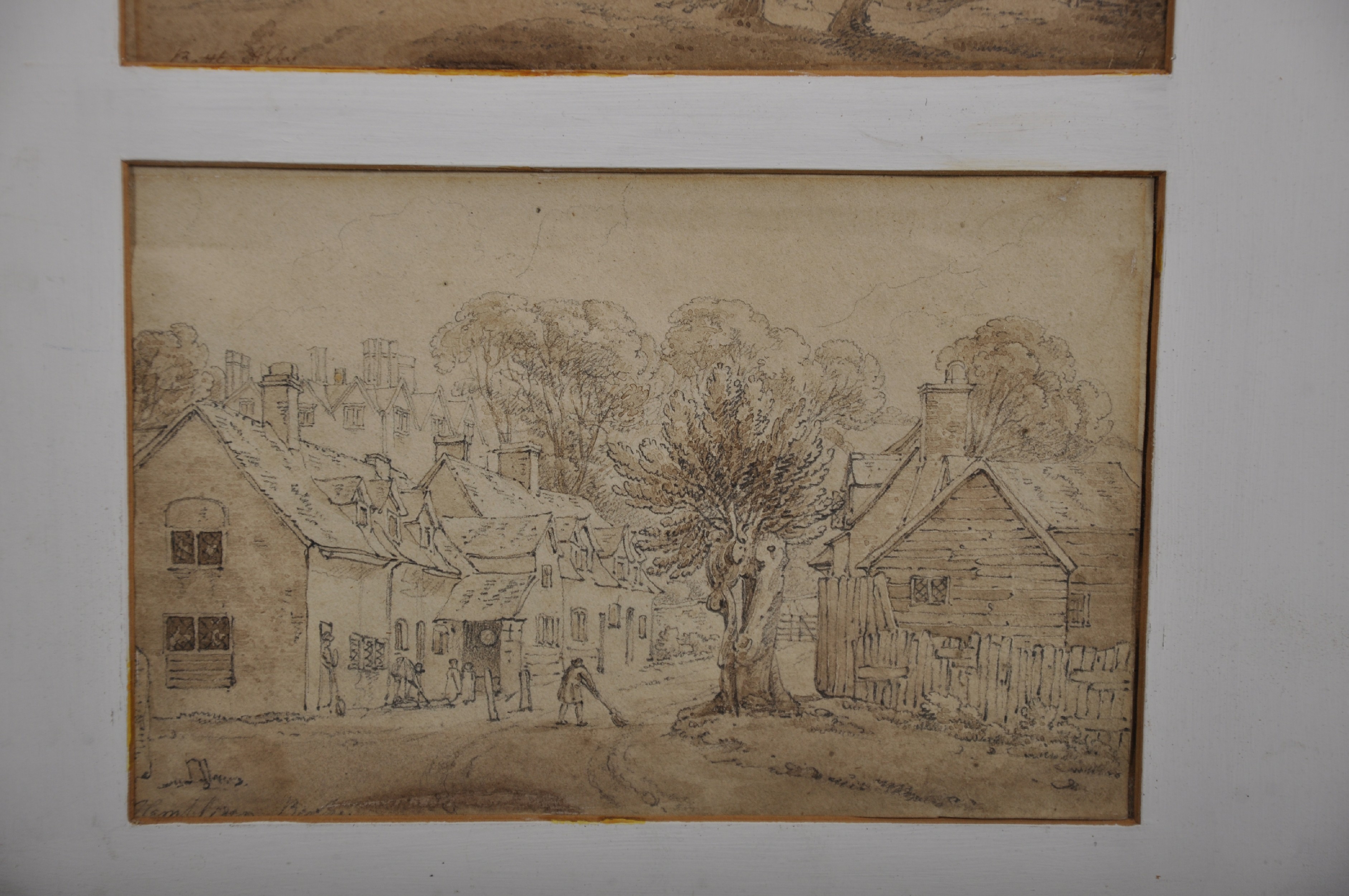 18th Century English School. "Battle Abbey", with a Figure in the foreground, Pencil and Wash, - Image 3 of 7