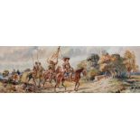 Charles Cattermole (1832-1900) British. The Cavalry Riding into Town, Watercolour, Signed and