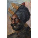 Hugo Vilfred Pedersen (1870-1959) Danish. Head of a Bearded Indian Man with a Turban, Oil on Canvas,