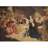 After George Henry Harlow (1787-1819) British. "The Trial of Catherine of Aragon", Watercolour, 22.