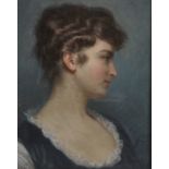 Leon Gerard Crepy (1872-?) French. Bust Portrait in Profile, of a Young Lady, Pastel, Signed, 15"