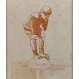 Follower of Peter de Wint (1784-1849) British. Study of a Young Boy, standing on a Rock, looking