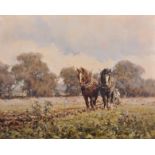 David Hyde (1947- ) British. A Ploughing Scene, Oil on Canvas, Signed, 26 x 32 . Provenance: John