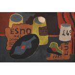 20th Century Continental School. An Abstract Still Life, Oil on Board, in a Fine Gilt Composition