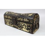 A GOOD 19TH CENTURY CHINESE LACQUER CHEST / BOX, the lacquer box with gilded decoration of dragons