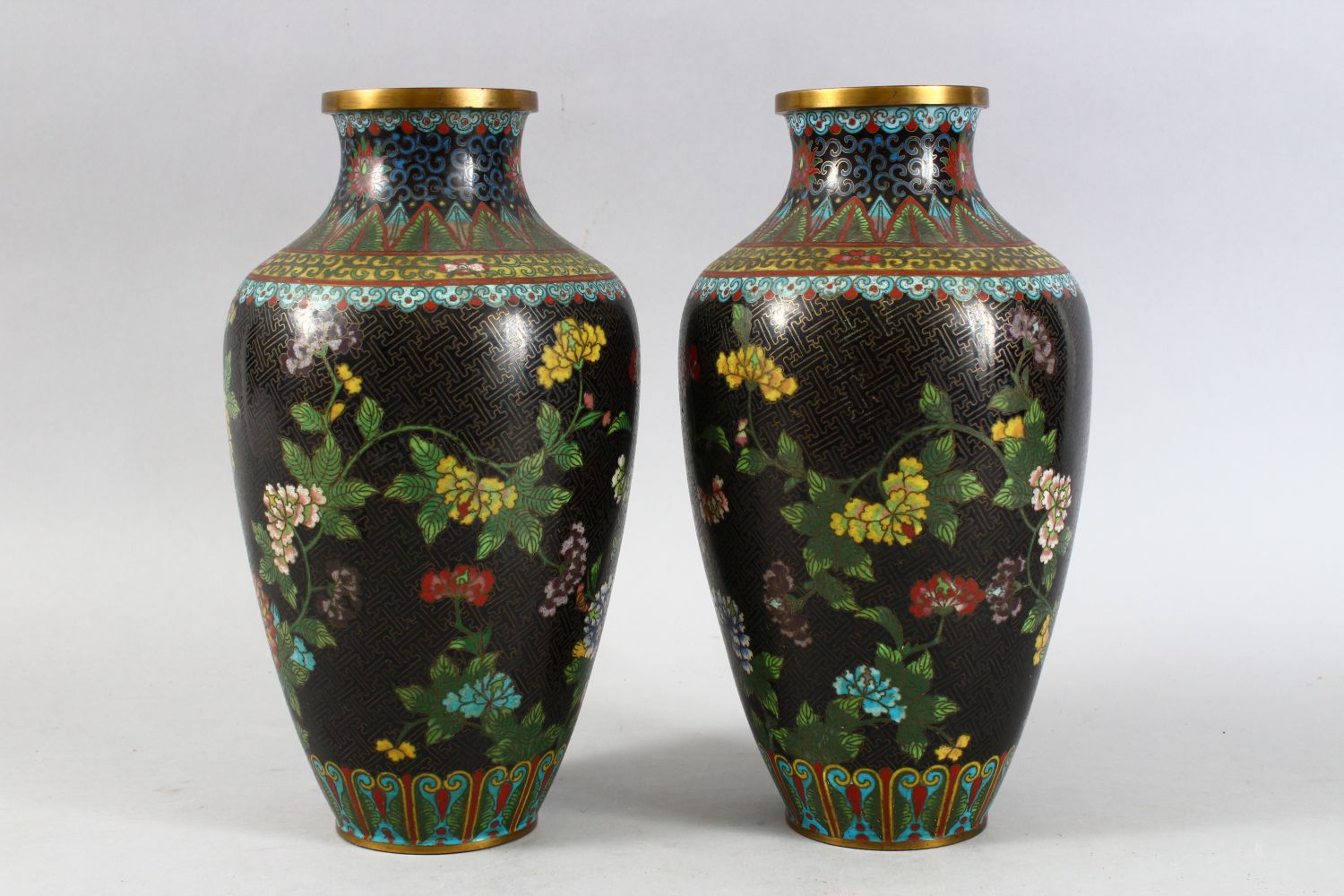 A PAIR OF 20TH CENTURY CHINESE CLOISONNE VASES, both decorated with scenes of phoenix birds - Image 9 of 14