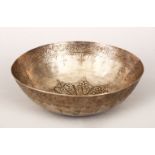 AN 19TH CENTURY ISLAMIC MALAYSIAN SILVER BOWL, the exterior engraved with scrolling foliate