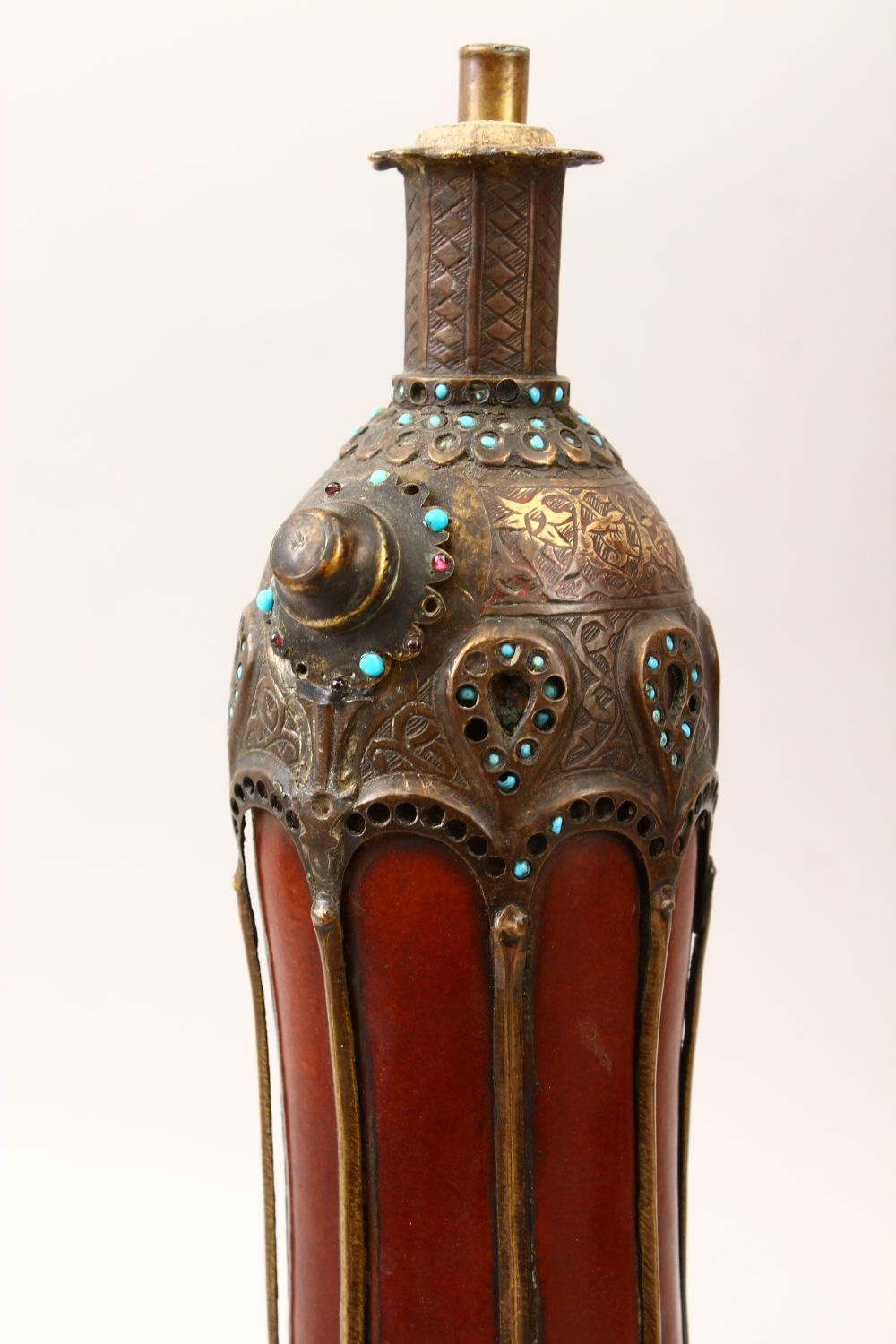 A GOOD PERSIAN SAFAVID METAL MOUNTED COCO DE MER HUQQA, the coco covered with metal mounts and - Image 6 of 19