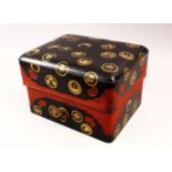A GOOD JAPANESE MEIJI PERIOD LACQUER & GILT DECORATED LIDDED BOX , the box decorated with gold