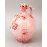 A GOOD POSSIBLY TURKISH PINK GROUND PORCELAIN WATER SPRINKLER, with a flambe style ground and